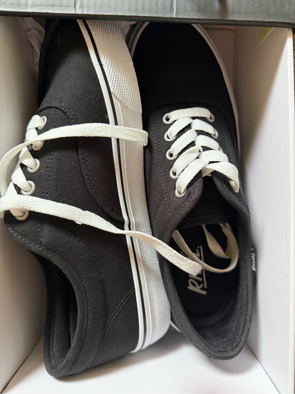 Men's Black Canvas Low-Top Sneakers with White Laces